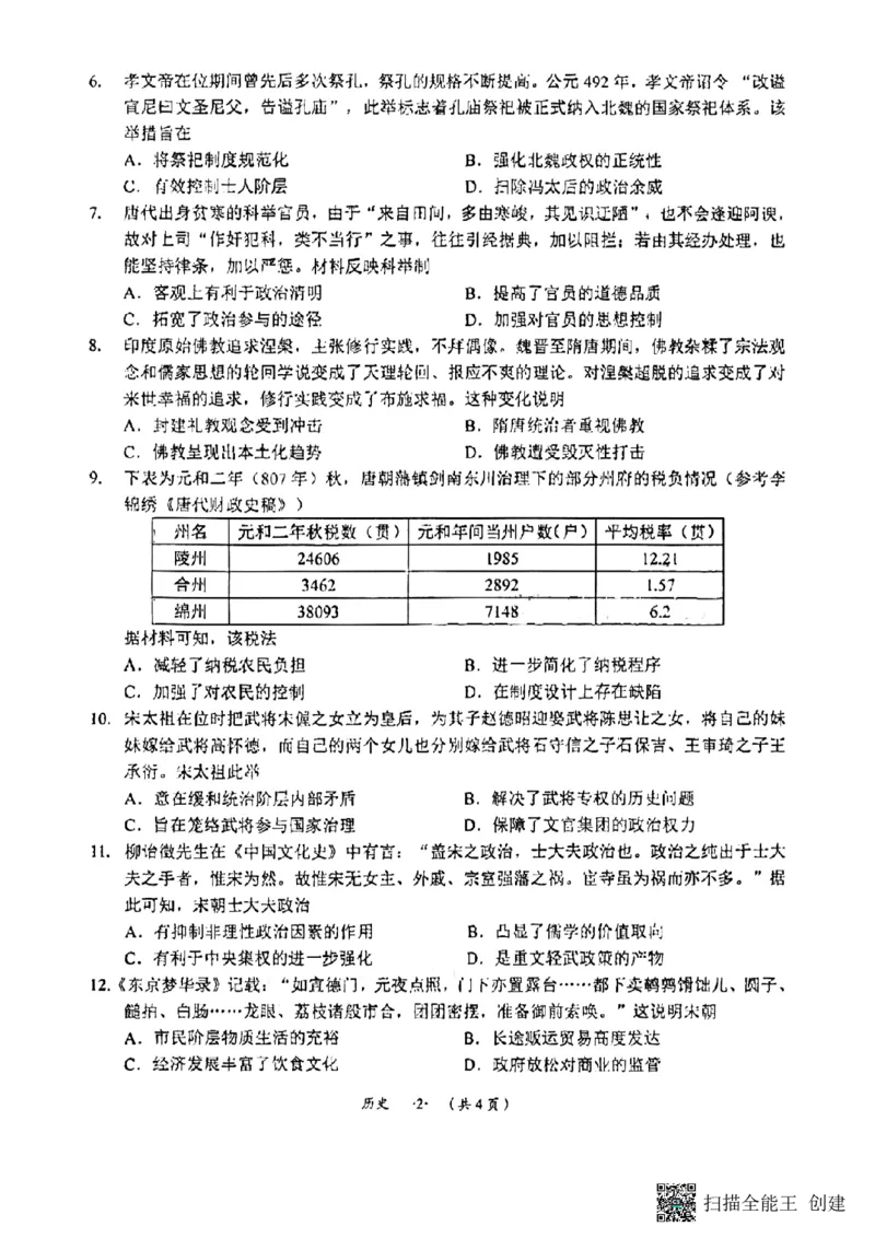贵州省遵义市2024届高三第一次质量监测统考历史试卷(1)_2023年10月_0210月合集_2024届贵州省遵义市高三上学期第一次市质量监测_贵州省遵义市2024届高三上学期第一次市质量监测历史