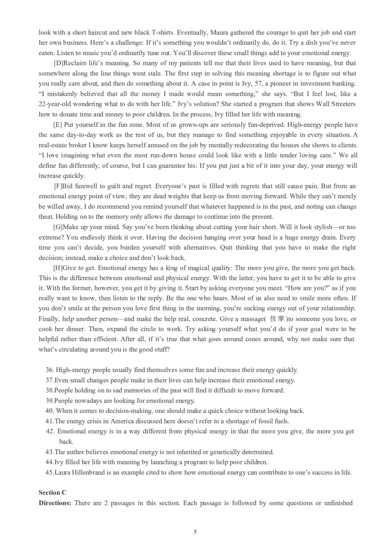 四级通关模拟卷第五套_英语四六级整合_英语四六级真题版本一此版本可作为补充_大学英语CET4_X0_03-四级模拟题_四级模拟题1-5套（赠送）_四级通关模拟卷（5）