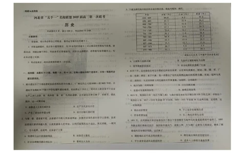 2025届河北省五个一名校联盟高三模拟预测历史试题_6月_2406212025届河北省&ldquo;五个一&rdquo;名校联盟高三第一次联考