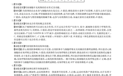 2024届3月理综新教材卷答案_2024年3月_013月合集_2024届华大新高考联盟高三3月教学质量测评（新教材版）_华大新高考联盟2024届高三3月教学质量测评（新教材版）-理综（含答案）