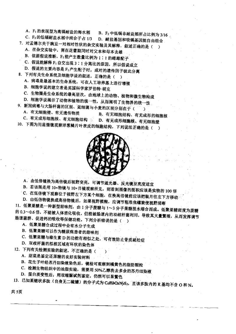 黑龙江省哈尔滨师范大学附属中学2023-2024学年高三上学期第二次调研考试生物(1)_2023年10月_01每日更新_19号_2024届黑龙江省哈尔滨师范大学附属中学高三上学期第二次调研考试
