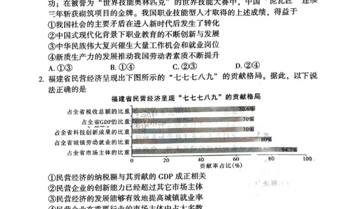 2023-2024学年福州市高三年级4月末质量检测政治试题(1)_2024年5月_025月合集_2024届福建省福州市高三下学期4月末质量检测（三模）