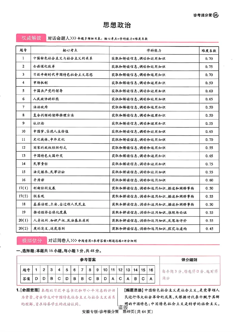 王后雄高考押题预测卷2024安徽专版诊考提分册_2024高考押题卷_22024王hou雄_（新高考）2024王后雄押题预测卷（分科版）_2.数学