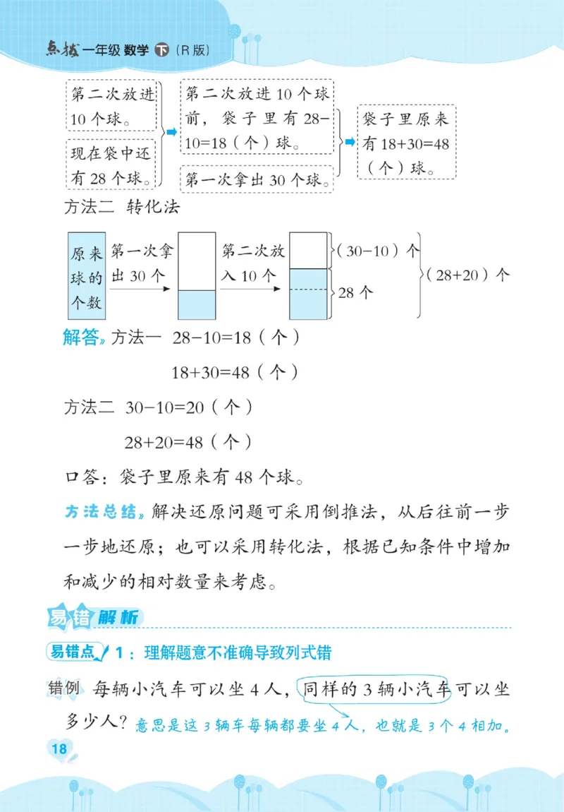 《点拨》数学1年级下册（RJ）_一年级上下册资料_小学一年级学习资料-25年更新版_1-04、小学一年级数学下册_1-4-2、练习题、作业、试题、试卷_人教版_电子册
