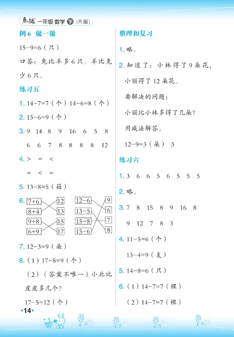 《点拨》数学1年级下册（RJ）_一年级上下册资料_小学一年级学习资料-25年更新版_1-04、小学一年级数学下册_1-4-2、练习题、作业、试题、试卷_人教版_电子册