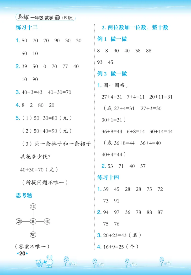 《点拨》数学1年级下册（RJ）_一年级上下册资料_小学一年级学习资料-25年更新版_1-04、小学一年级数学下册_1-4-2、练习题、作业、试题、试卷_人教版_电子册