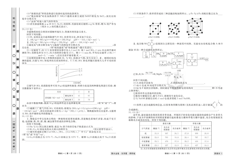 理综试题_2023高考押题卷_32023高考衡水金卷先享题调研卷_新教材版_调研卷&middot;理综