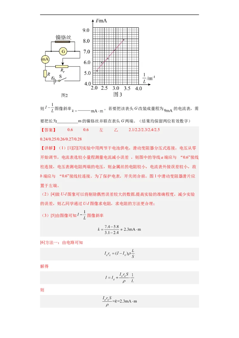 专题18电学实验(解析版)_赠送：2008-2024全套高考真题_高考物理真题_送高考物理五年真题(2019-2023)分项汇编（全国通用）