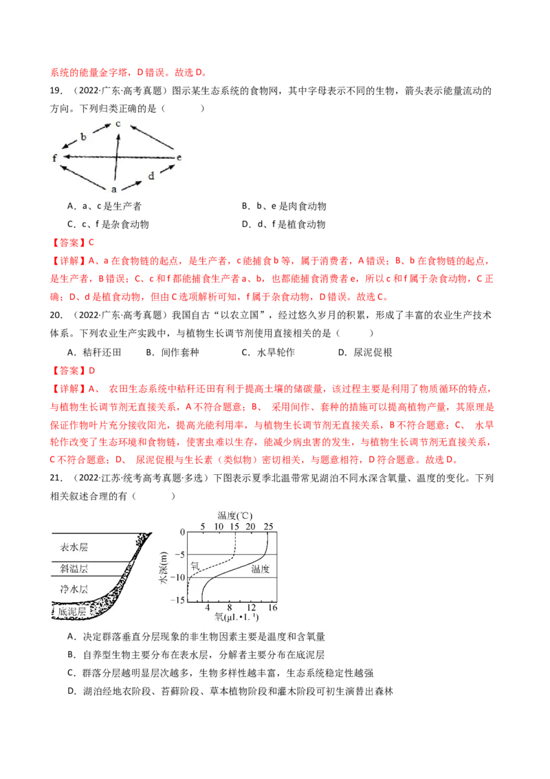 专题22生态系统和环境保护（解析卷）_近10年高考真题汇编（必刷）_十年（2014-2024）高考生物真题分项汇编（全国通用）_十年（2014-2023）高考生物真题分项汇编（全国通用）