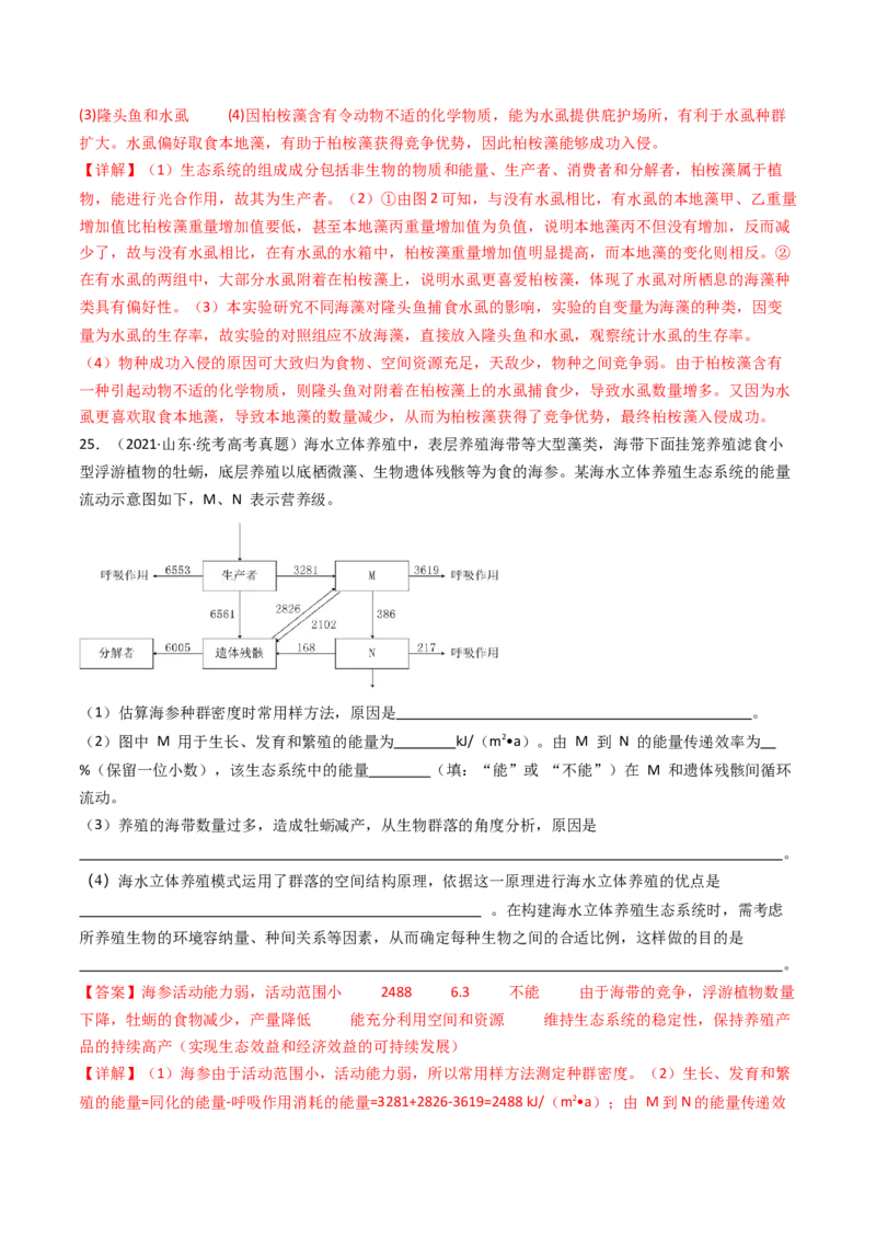 专题22生态系统和环境保护（解析卷）_近10年高考真题汇编（必刷）_十年（2014-2024）高考生物真题分项汇编（全国通用）_十年（2014-2023）高考生物真题分项汇编（全国通用）