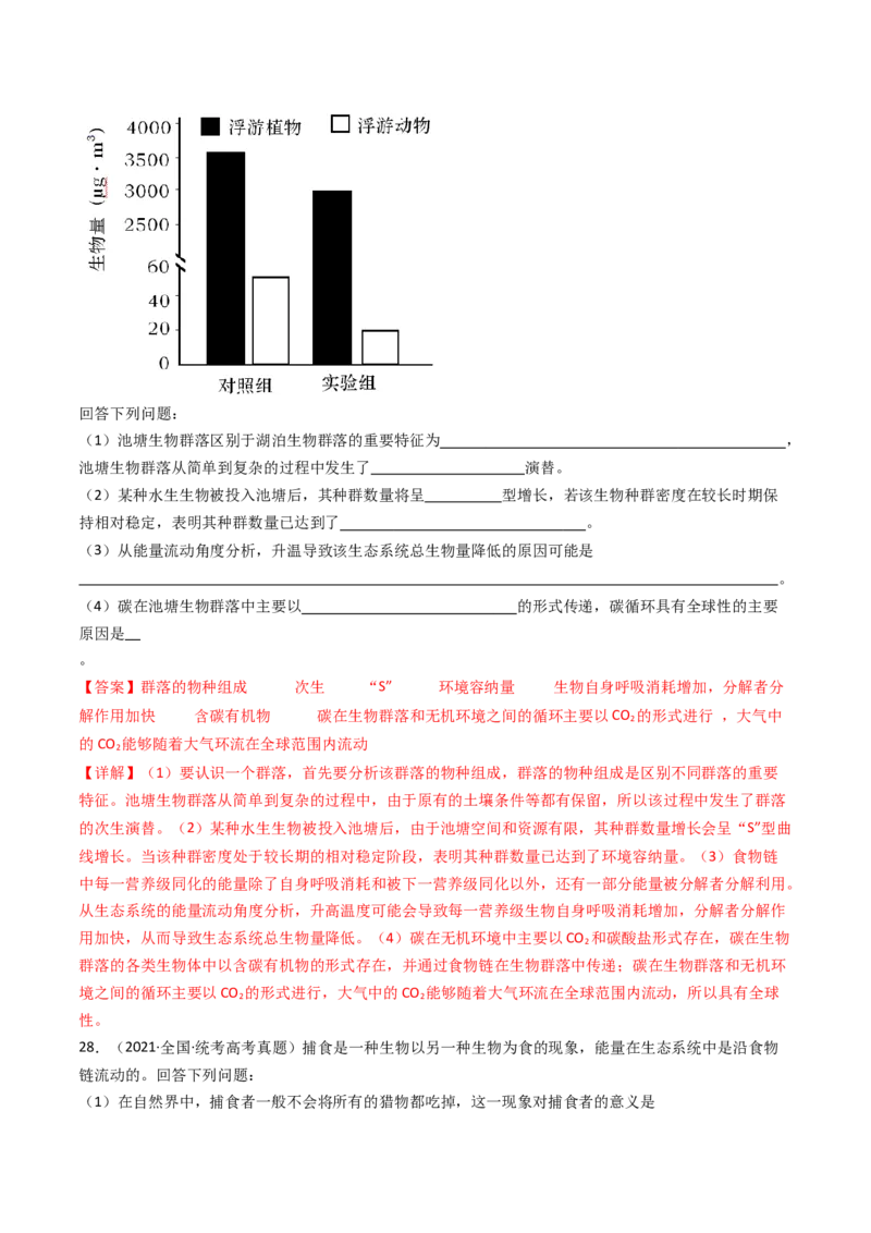 专题22生态系统和环境保护（解析卷）_近10年高考真题汇编（必刷）_十年（2014-2024）高考生物真题分项汇编（全国通用）_十年（2014-2023）高考生物真题分项汇编（全国通用）