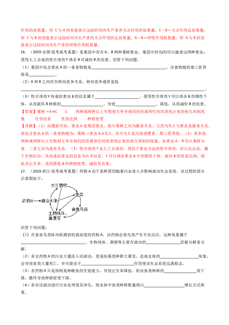 专题22生态系统和环境保护（解析卷）_近10年高考真题汇编（必刷）_十年（2014-2024）高考生物真题分项汇编（全国通用）_十年（2014-2023）高考生物真题分项汇编（全国通用）