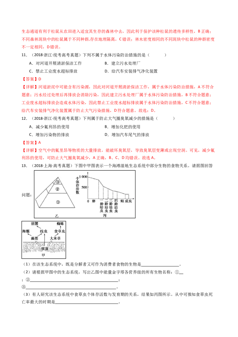 专题22生态系统和环境保护（解析卷）_近10年高考真题汇编（必刷）_十年（2014-2024）高考生物真题分项汇编（全国通用）_十年（2014-2023）高考生物真题分项汇编（全国通用）