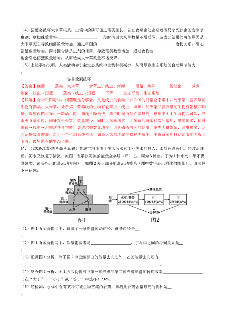 专题22生态系统和环境保护（解析卷）_近10年高考真题汇编（必刷）_十年（2014-2024）高考生物真题分项汇编（全国通用）_十年（2014-2023）高考生物真题分项汇编（全国通用）