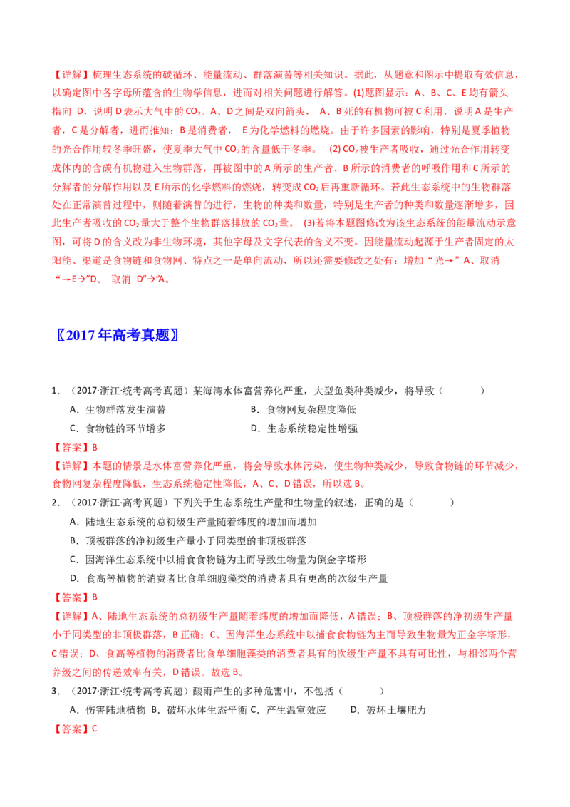 专题22生态系统和环境保护（解析卷）_近10年高考真题汇编（必刷）_十年（2014-2024）高考生物真题分项汇编（全国通用）_十年（2014-2023）高考生物真题分项汇编（全国通用）