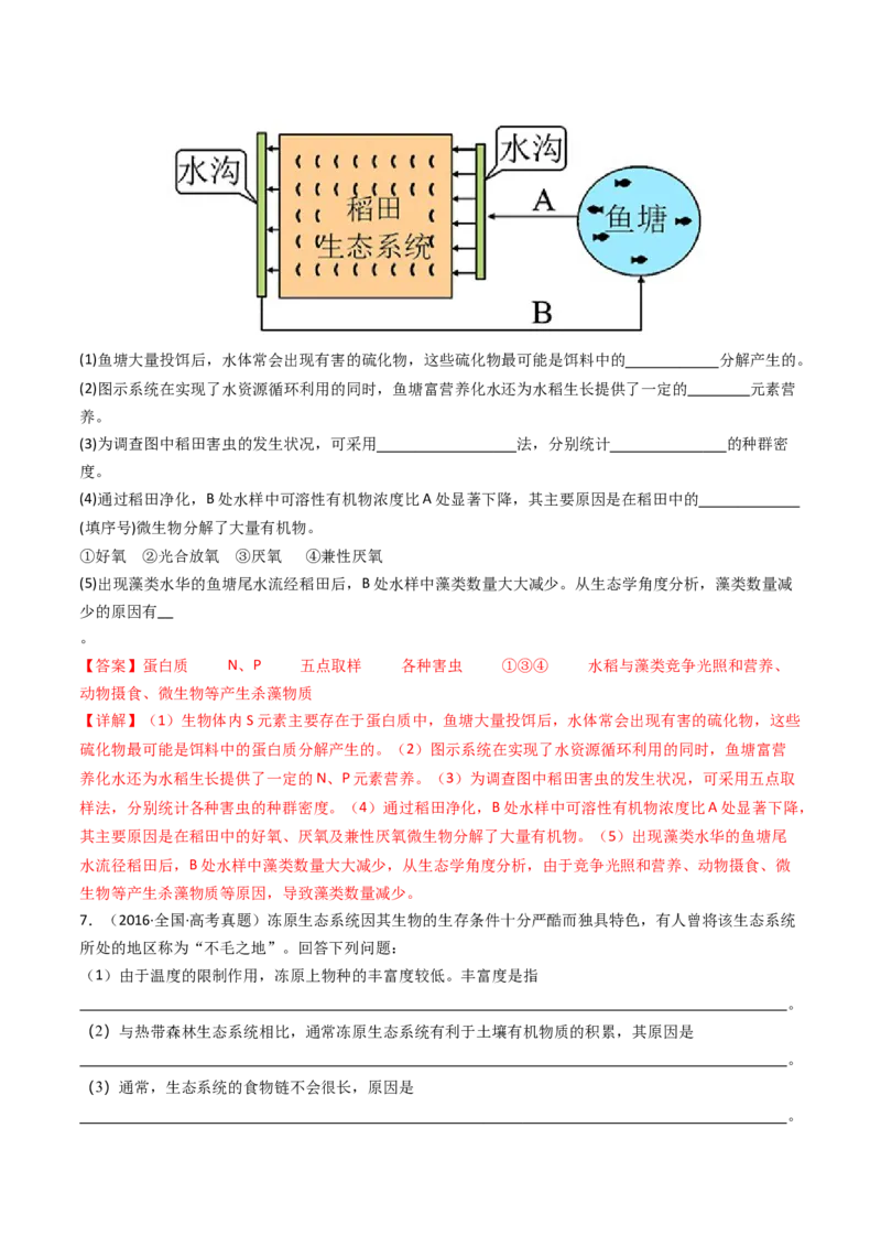 专题22生态系统和环境保护（解析卷）_近10年高考真题汇编（必刷）_十年（2014-2024）高考生物真题分项汇编（全国通用）_十年（2014-2023）高考生物真题分项汇编（全国通用）