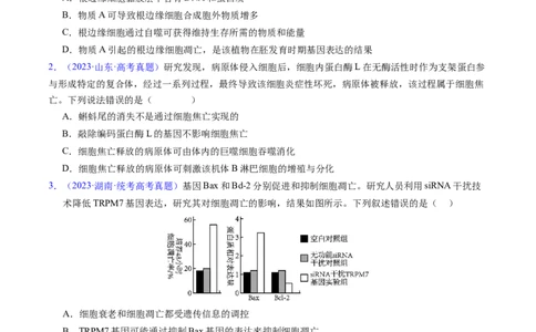专题07细胞得分化、衰老、凋亡及癌变-五年（2019-2023）高考生物真题分项汇编（全国通用）（原卷版）_赠送：2008-2024全套高考真题_高考生物真题