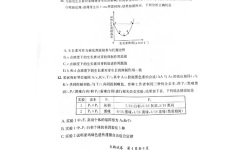 2024安徽省高三质量联合检测生物试卷_2024年5月_01按日期_8号_2024安徽省京师测评高三质量联合检测_2024安徽省京师测评高三质量联合检测生物试题
