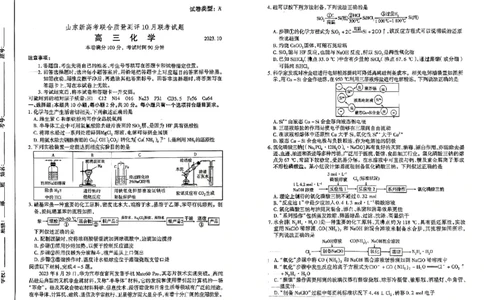 高三化学(1)_2023年10月_0210月合集_2024届山东省滨州市普通高中新高考大联考高三上学期10月月考_山东省滨州市普通高中新高考大联考2024届高三上学期10月月考化学