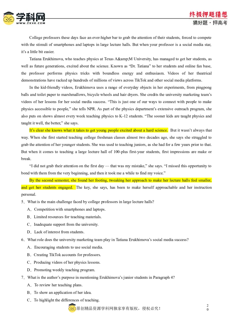 英语-2024年高考终极押题猜想（新高考通用）（解析版）_2024高考押题卷_62024学科网全系列_212024年高考终极押题猜想_英语-2024年高考终极押题猜想（新高考通用）