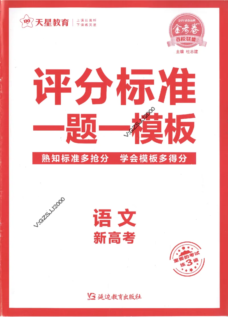 评分标准一题一模板语文-_2024高考押题卷_12024天星全系列_tx抢分密卷_tx抢分密卷（新高考）