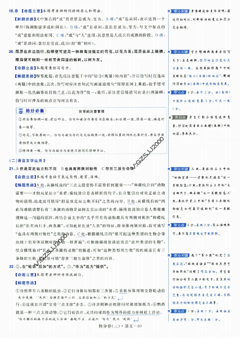 评分标准一题一模板语文-_2024高考押题卷_12024天星全系列_tx抢分密卷_tx抢分密卷（新高考）