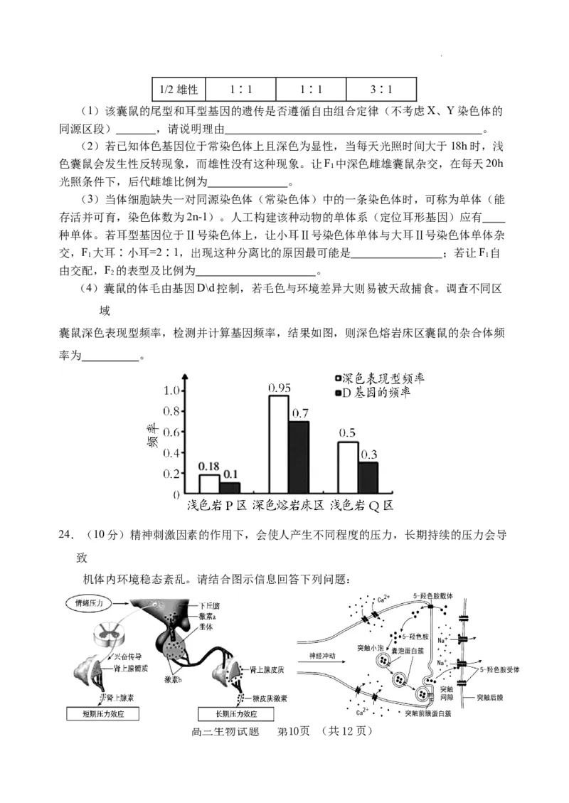 （教研室提供）山东省泰安肥城市2023-2024学年高三9月阶段测试生物试题_2023年9月_01每日更新_19号_2024届山东省泰安肥城市高三上学期9月阶段测试
