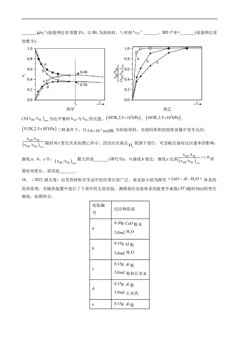 专题15化学反应原理综合题-五年（2019-2023）高考化学真题分项汇编（全国通用）（原卷版）_赠送：2008-2024全套高考真题_高考化学真题