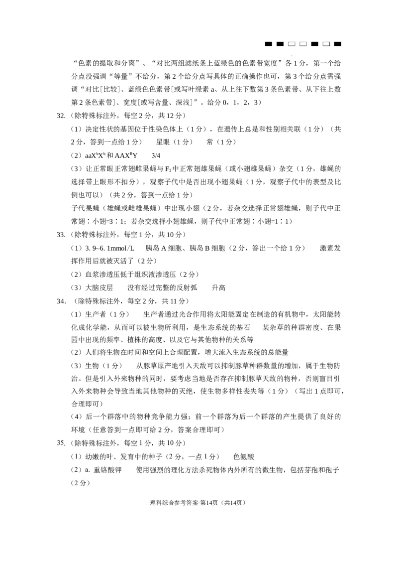 2024届云南三校高考备考实用性联考卷（六）理综-答案_2024年2月_01每日更新_24号_2024届云南省三校高考备考实用性联考卷（六）