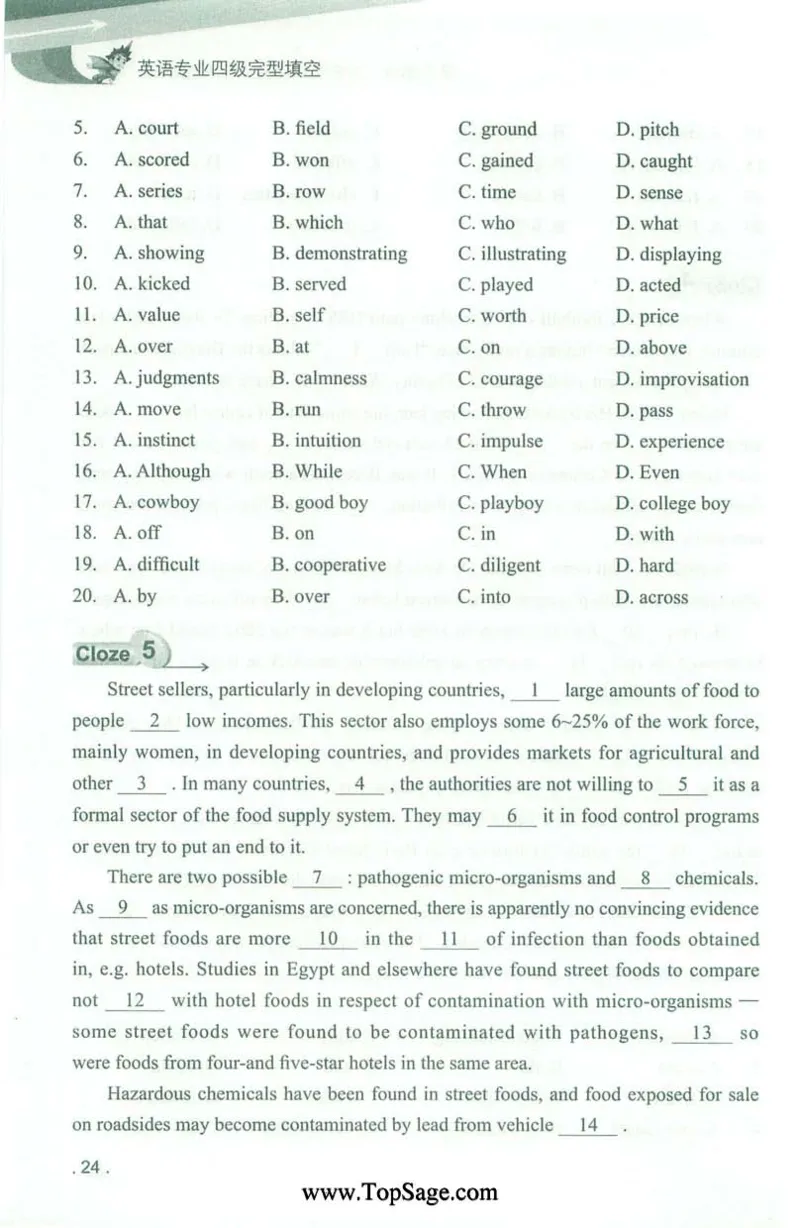 冲击波专业4级完型填空_2025专四专八真题及备考资料_2009-2024专四真题+备考资料_2024专四备考资料合辑（电子书）_24专四完形填空_冲击波系列专四完形填空