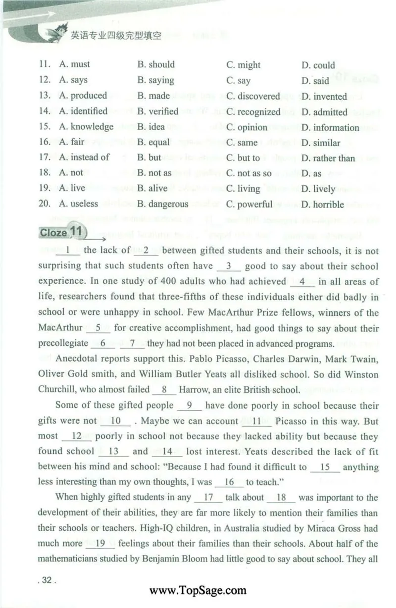 冲击波专业4级完型填空_2025专四专八真题及备考资料_2009-2024专四真题+备考资料_2024专四备考资料合辑（电子书）_24专四完形填空_冲击波系列专四完形填空