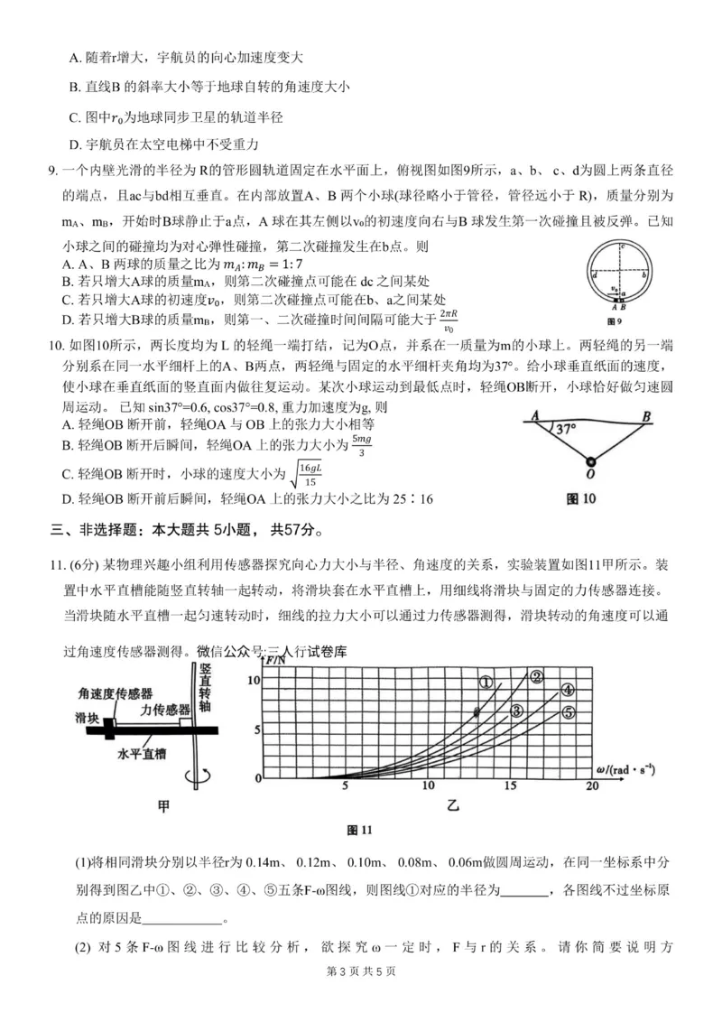 重庆市第八中学2024届高考适应性月考卷（一）物理试题(1)_2023年10月_0210月合集_2024届重庆市第八中学高考适应性月考卷（一）_重庆市第八中学2024届高考适应性月考卷（一）物理