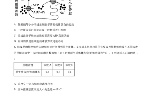 精品解析：2024届四川省雅安市高三零诊考试生物试题（原卷版）(1)_2023年10月_0210月合集_2024届四川省雅安市高三零诊考试_四川省雅安市高2024届高三零诊考试生物