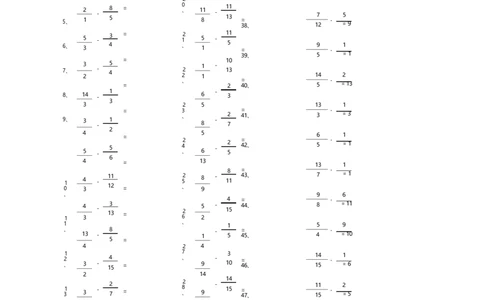 分数减法第1-20篇_编码0121-6年级数学口算计算_口算题（适合5年级）_分数-减法（200篇）_（分数）减法高级（100篇）