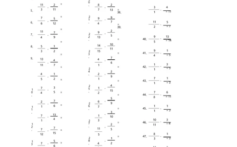 分数减法第1-20篇_编码0121-6年级数学口算计算_口算题（适合5年级）_分数-减法（200篇）_（分数）减法高级（100篇）