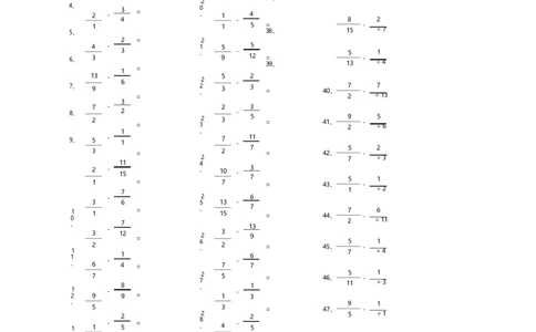 分数减法第1-20篇_编码0121-6年级数学口算计算_口算题（适合5年级）_分数-减法（200篇）_（分数）减法高级（100篇）