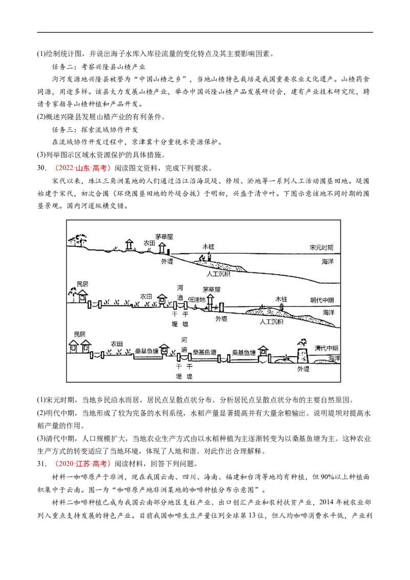 专题10农业-五年（2019-2023）高考地理真题分项汇编（原卷版）_赠送：2008-2024全套高考真题_高考地理真题_送高考地理五年真题(2019-2023)分项汇编（全国通用）