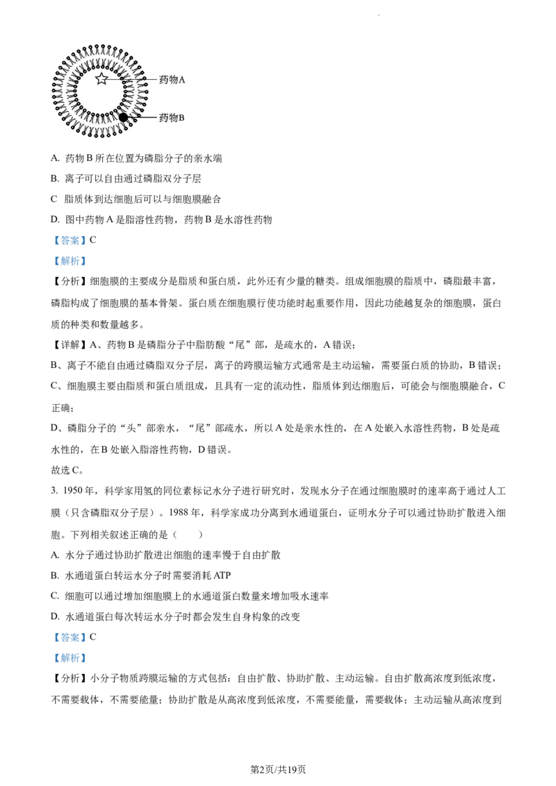 精品解析：贵州省贵阳市一中2023-2024学年高三10月月考生物试题（解析版）(1)_2023年10月_0210月合集_2024届贵州省贵阳市第一中学高三上学期高考适应性月考（二）