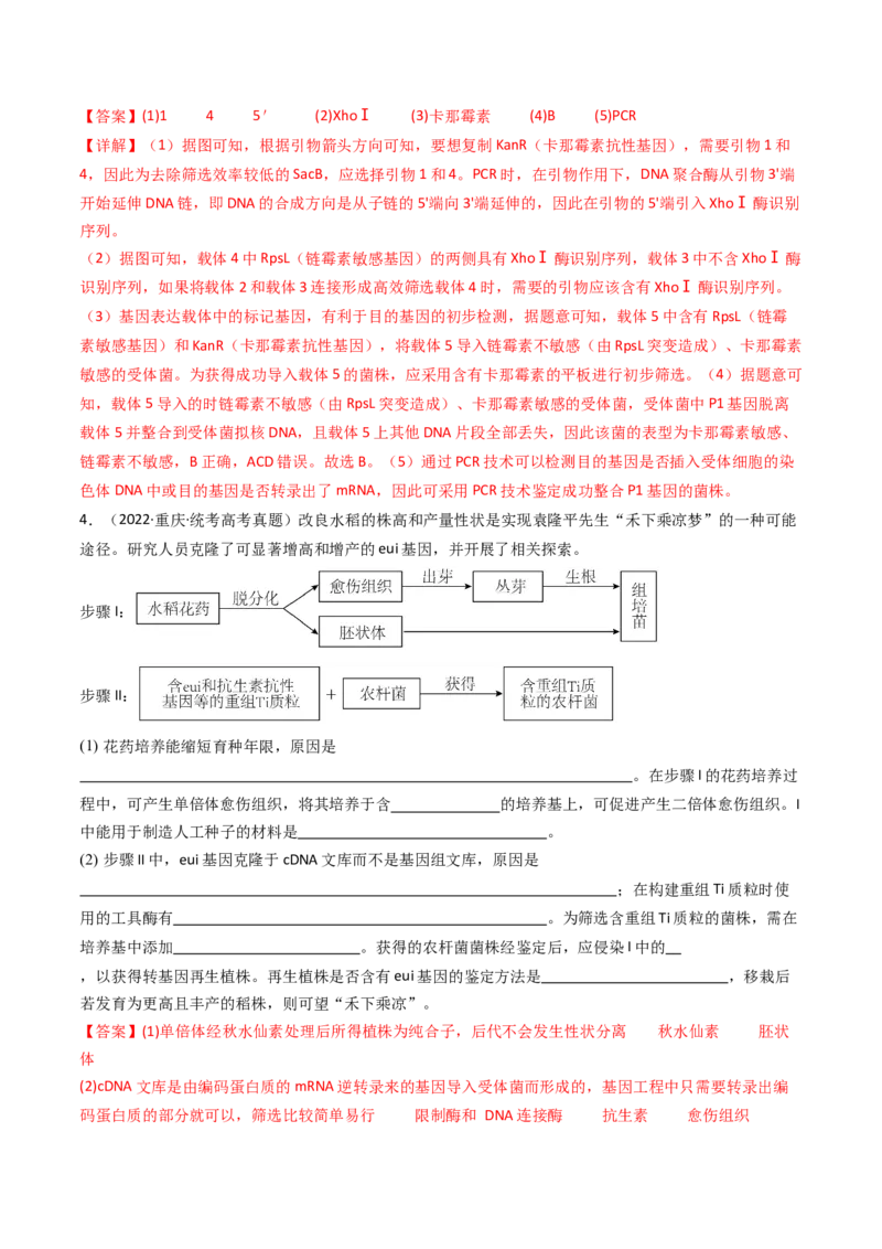 专题25基因工程（解析卷）_近10年高考真题汇编（必刷）_十年（2014-2024）高考生物真题分项汇编（全国通用）_十年（2014-2023）高考生物真题分项汇编（全国通用）