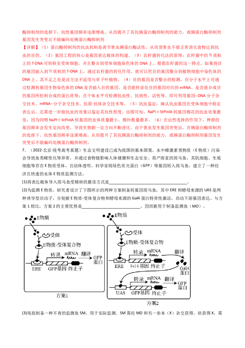 专题25基因工程（解析卷）_近10年高考真题汇编（必刷）_十年（2014-2024）高考生物真题分项汇编（全国通用）_十年（2014-2023）高考生物真题分项汇编（全国通用）