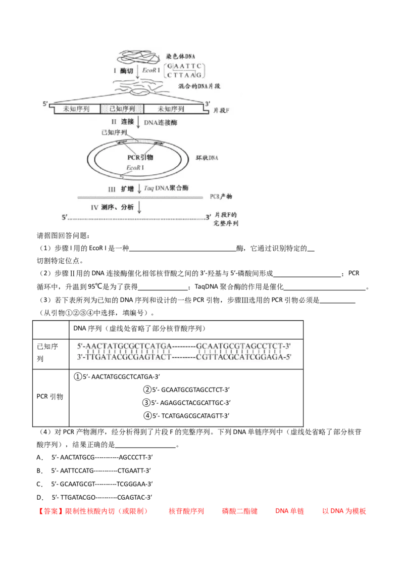 专题25基因工程（解析卷）_近10年高考真题汇编（必刷）_十年（2014-2024）高考生物真题分项汇编（全国通用）_十年（2014-2023）高考生物真题分项汇编（全国通用）