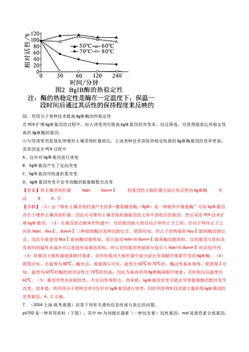 专题25基因工程（解析卷）_近10年高考真题汇编（必刷）_十年（2014-2024）高考生物真题分项汇编（全国通用）_十年（2014-2023）高考生物真题分项汇编（全国通用）