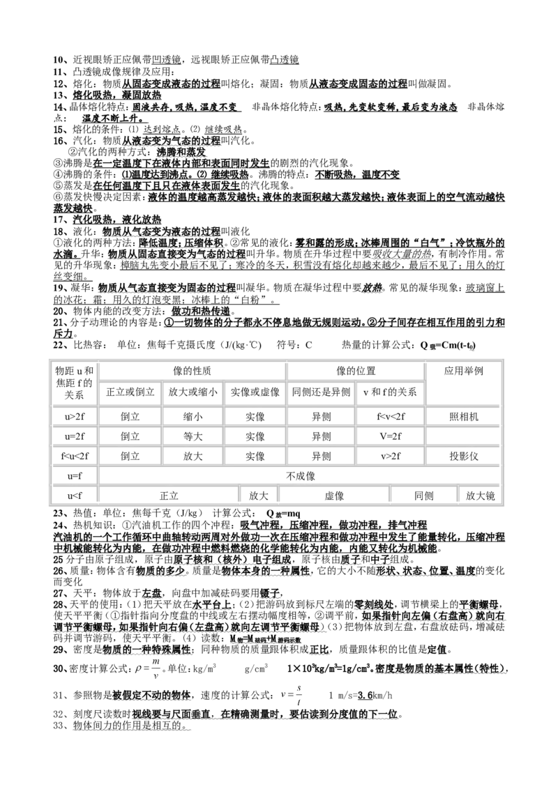品优教学2018年中考物理必记100条知识点复习提纲(最新版)_赠送小初高学霸笔记等_小初高知识点_小初高知识点_中考物理知识点