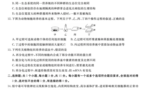 生物试题&middot;2024届高三开学联考_2023年9月_01每日更新_3号_2024届安徽省皖江名校高三开学摸底考试_安徽省皖江名校2024届高三开学摸底考试（8.30-31）生物