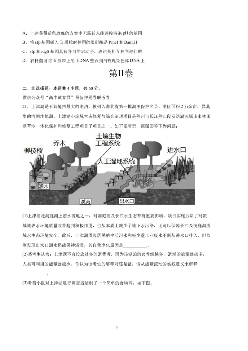 生物（湖北卷）（考试版）_2023高考押题卷_学易金卷-2023学科网押题卷（各科各版本）_2023学科网押题卷-学易金卷-生物_生物（湖北卷）-学易金卷：2023年高考考前押题密卷