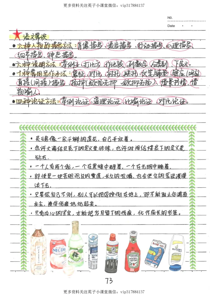 1）中考语文状元笔记（198页）_赠送小初高学霸笔记等_赠_中考状元笔记