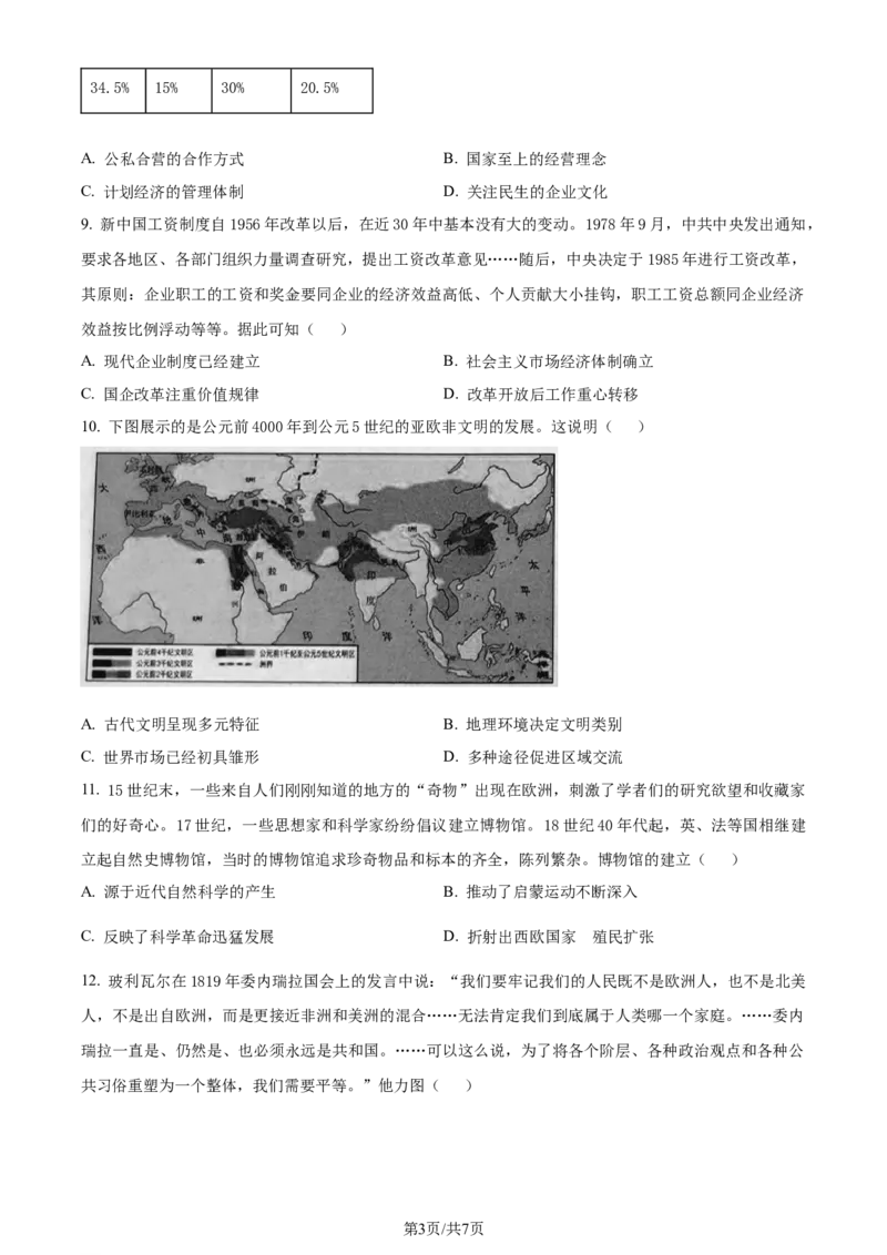 精品解析：山东省济南市2024届高三上学期开学摸底考历史试题（原卷版）_2023年9月_01每日更新_14号_2024届山东省济南市高三上学期开学摸底考