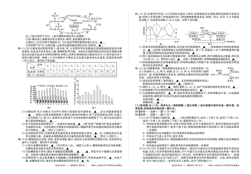 2024届四川省成都石室中学高三下学期5月高考适应性考试（一）理科综合试卷(1)_2024年5月_025月合集_2024届四川省石室中学高三5月高考适应性考试（一）