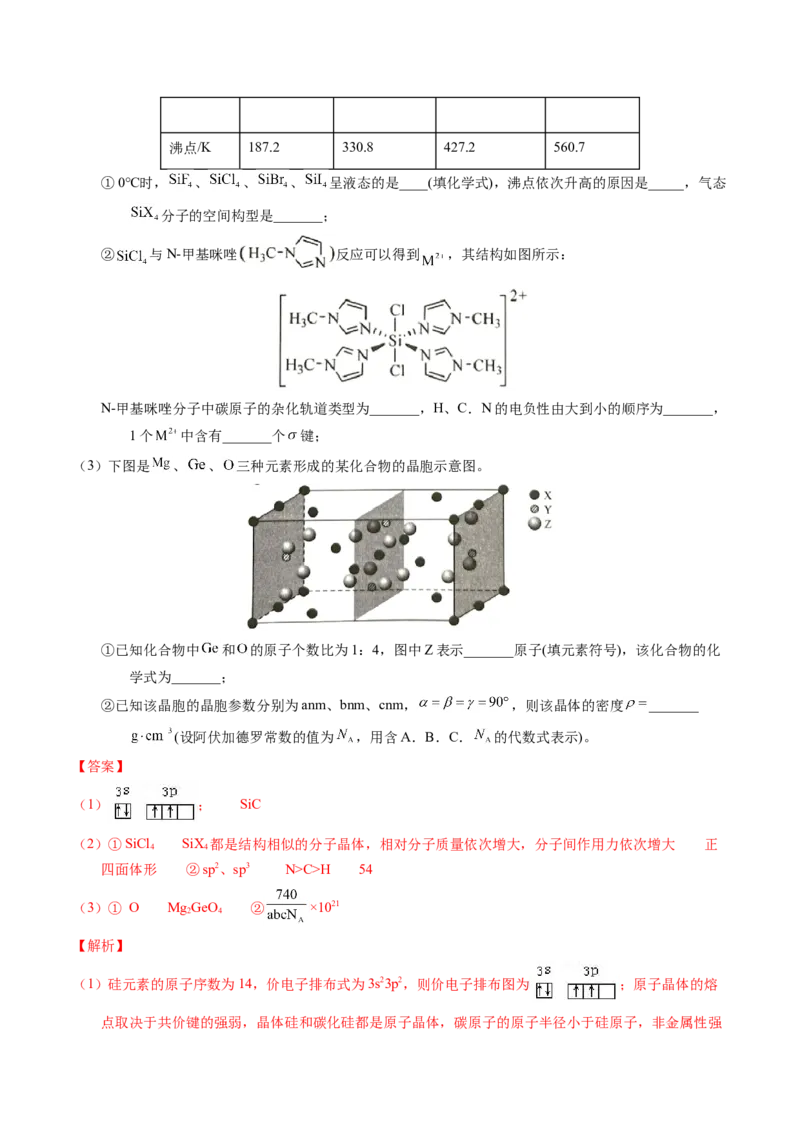 专题39物质结构综合&mdash;&mdash;以金属和非金属为主体（配合物）（解析卷）_近10年高考真题汇编（必刷）_十年（2014-2024）高考化学真题分项汇编（全国通用）