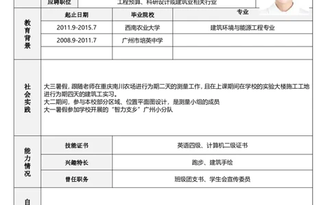 标准表格单页13_各类简历_简历模板(1)_表格模板1-18_word-